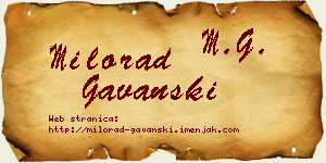 Milorad Gavanski vizit kartica